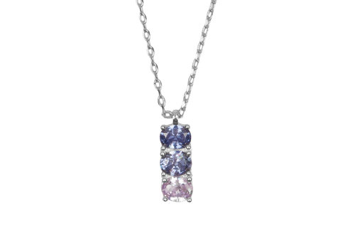 All the Luck in the World Bella Silverplated Necklace Bar Blue Purple