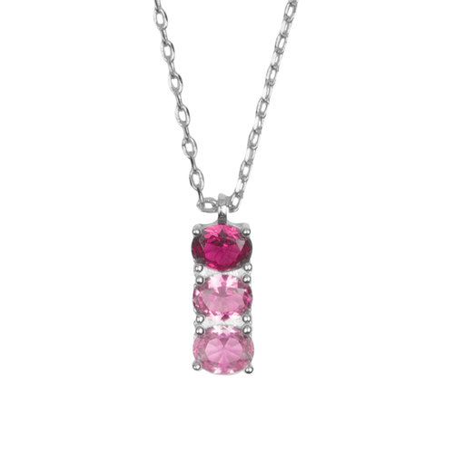 Bella Silverplated Necklace Bar Pink 