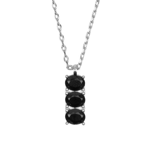 Bella Silverplated Necklace Bar Black 