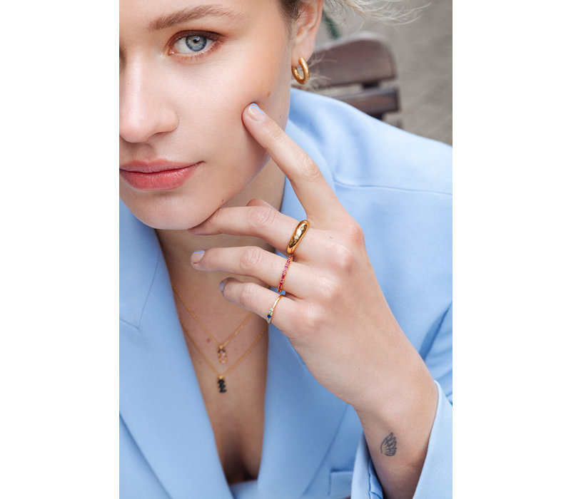 Chérie Goldplated Ring Small Oval Blue