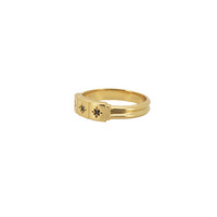 Chérie Goldplated Ring Three Squares Star Black