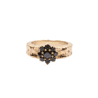 Chérie Goldplated Ring Grote Bloem Zwart