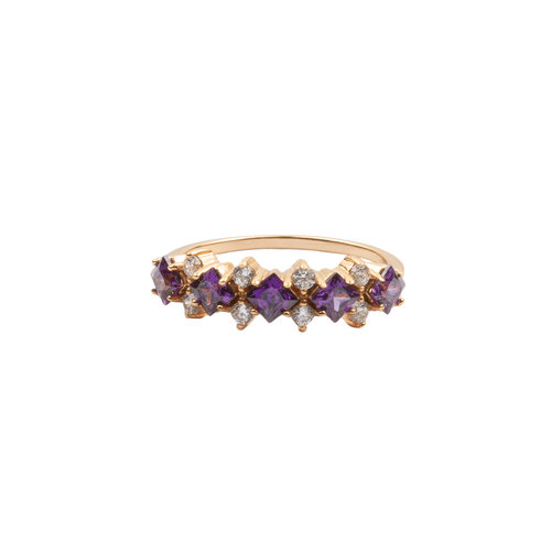 Chérie Goldplated Ring Driehoek Paars 