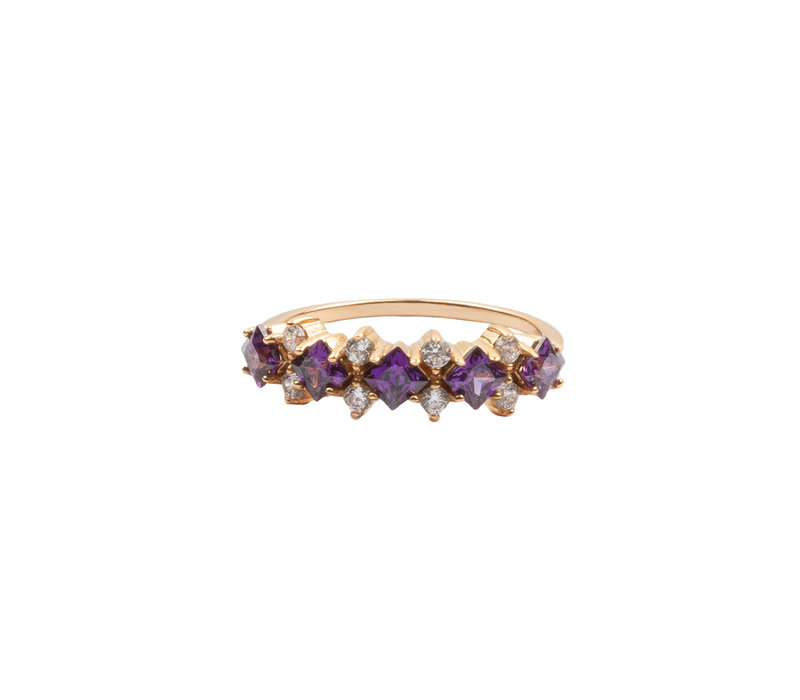 Chérie Goldplated Ring Driehoek Paars