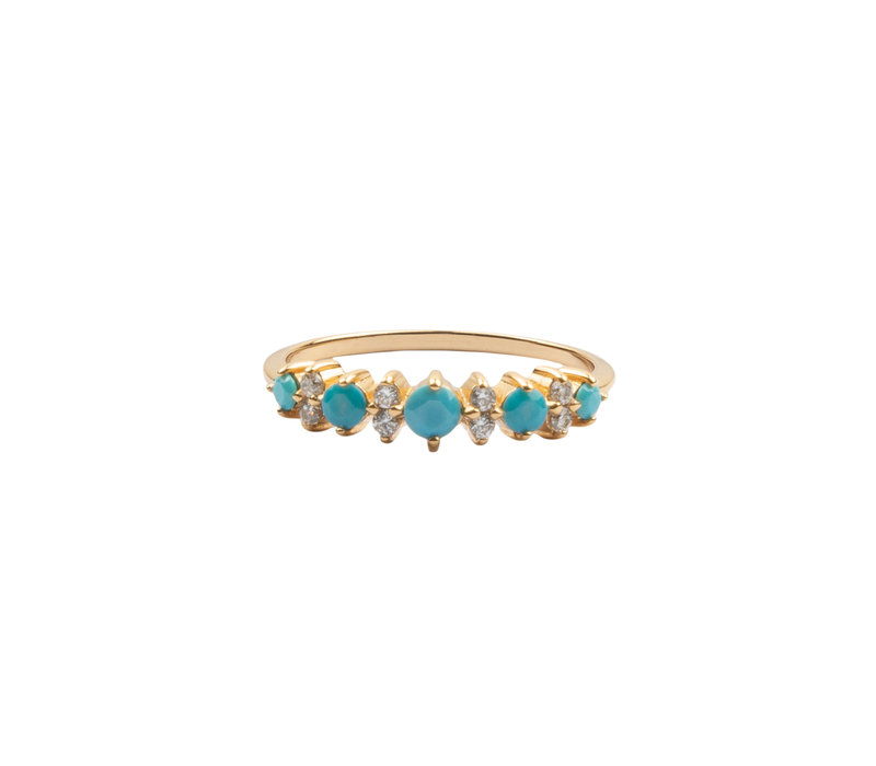Chérie Goldplated Ring Dots Turqouise Clear