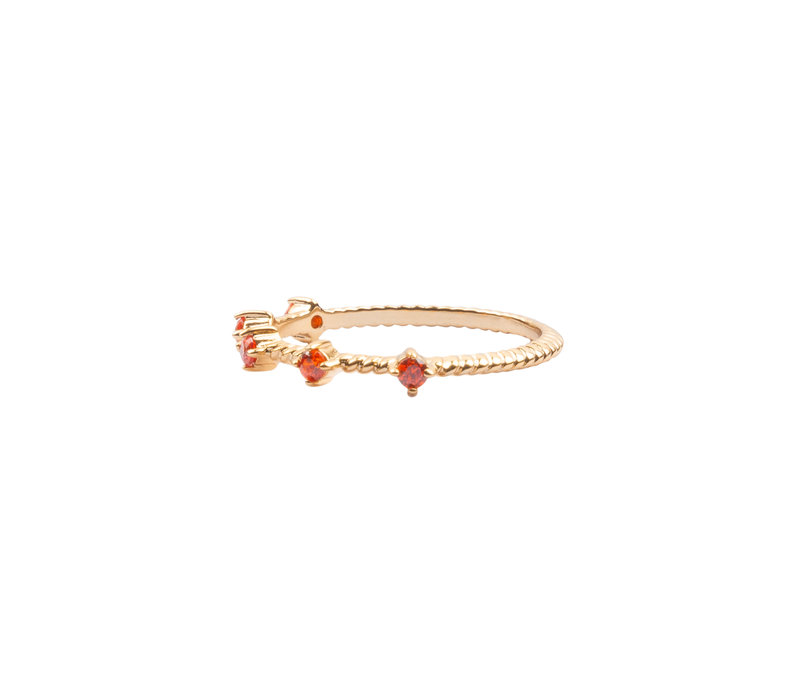 Chérie Goldplated Ring Twisted Dots Orange