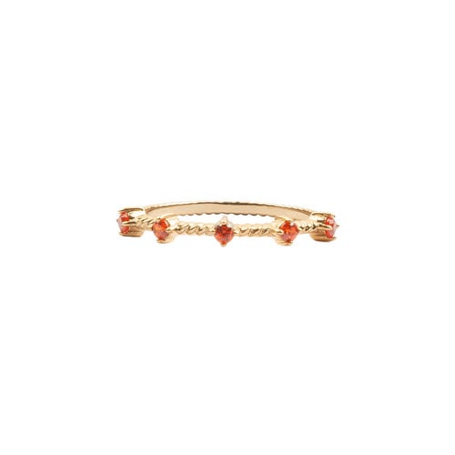 Chérie Goldplated Ring Twisted Dots Oranje 
