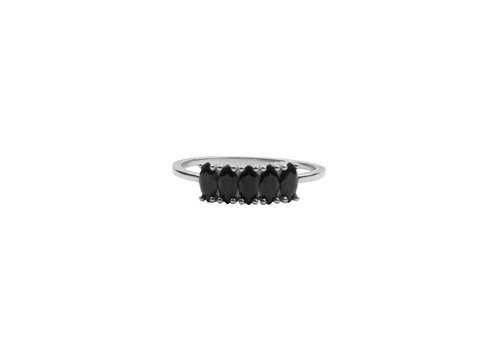 All the Luck in the World Jolie Ring Sterling Silver Oval Bar Black
