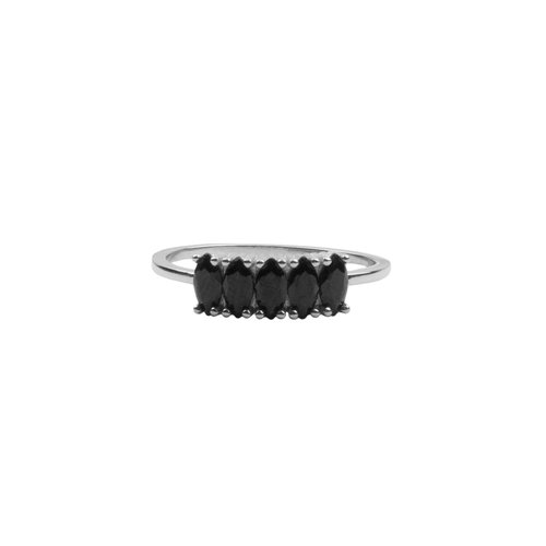 Jolie Ring Sterling Silver Oval Bar Black 