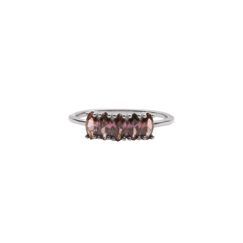 Jolie Ring Sterling Zilver Oval Bar Rhodolite 