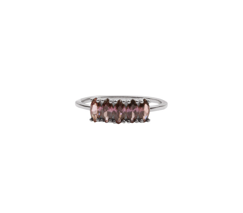 Jolie Ring Sterling Zilver Oval Bar Rhodolite