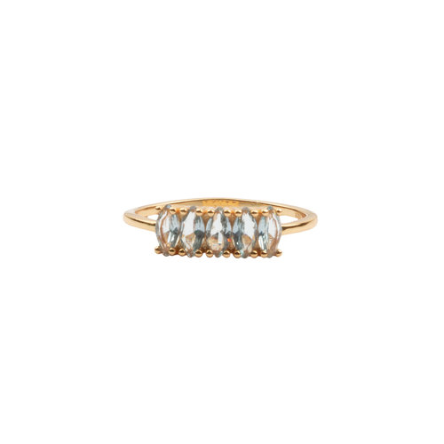 Jolie Ring Goldplated Sterling Zilver Oval Bar Aquamarine 