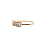 Jolie Ring Goldplated Sterling Silver Oval Bar Aquamarine