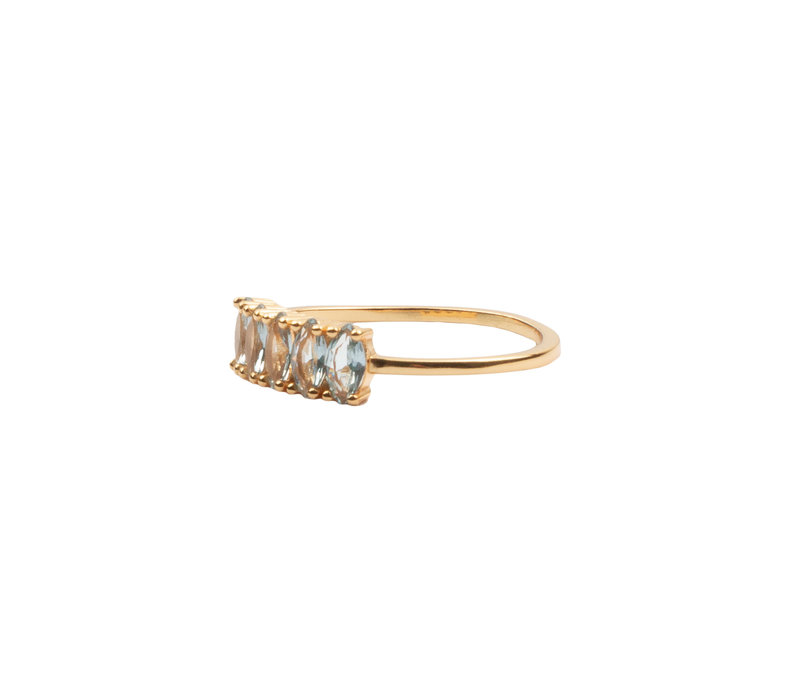 Jolie Ring Goldplated Sterling Zilver Oval Bar Aquamarine