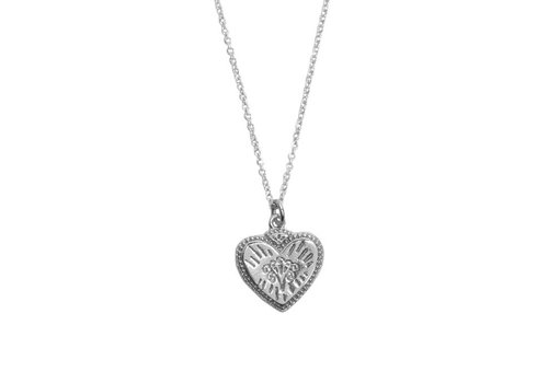 All the Luck in the World Charm Silverplated Necklace Burst Heart