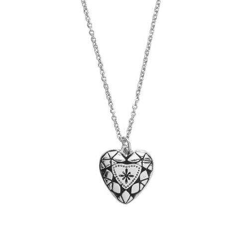 Charm Silverplated Ketting Diamant Hart 