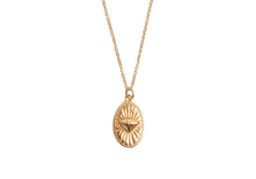 All the Luck in the World Charm Goldplated Ketting Diamand Ovaal