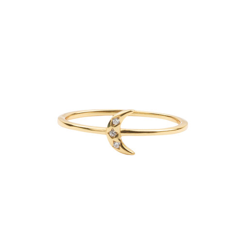 Jolie Ring Goldplated Sterling Silver Tiny Moon Green 