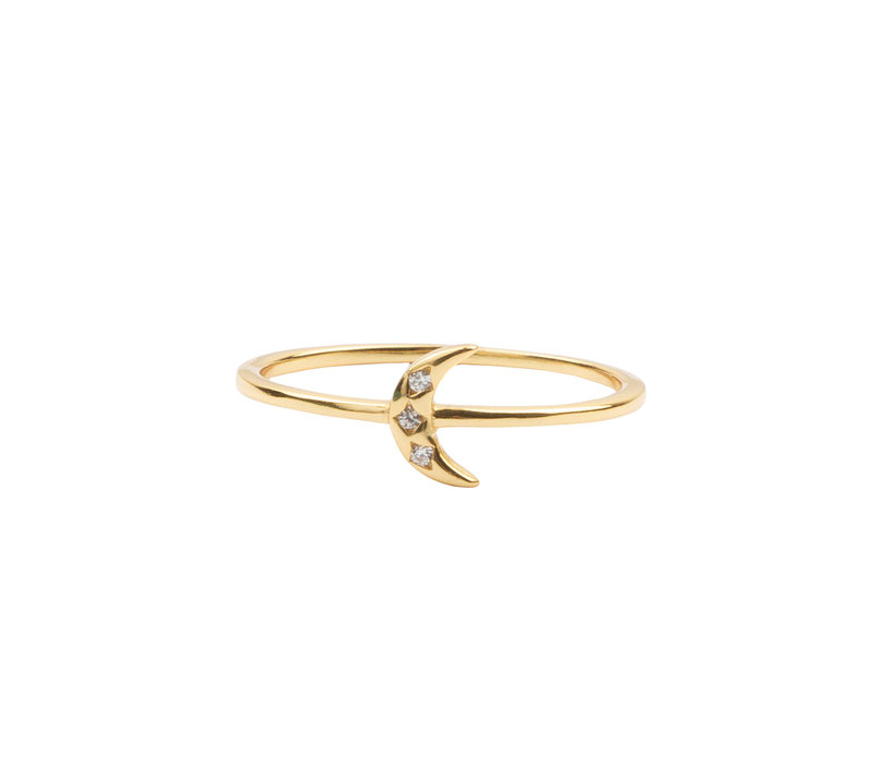 Jolie Ring Goldplated Sterling Silver Tiny Moon Green