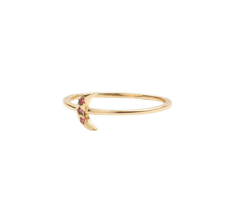 Jolie Ring Goldplated Sterling Silver Tiny Moon Pink