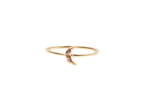 All the Luck in the World Jolie Ring Goldplated Sterling Silver Tiny Moon Pink