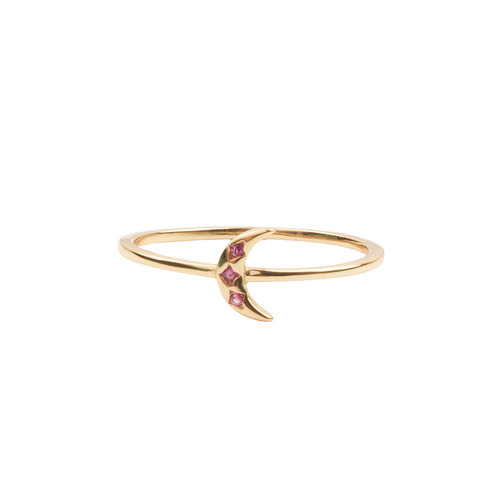 Jolie Ring Goldplated Sterling Silver Tiny Moon Pink 