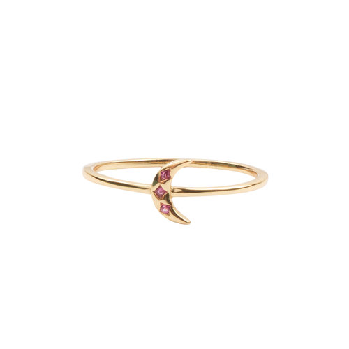 Jolie Ring Goldplated Sterling Zilver Maan Roze 