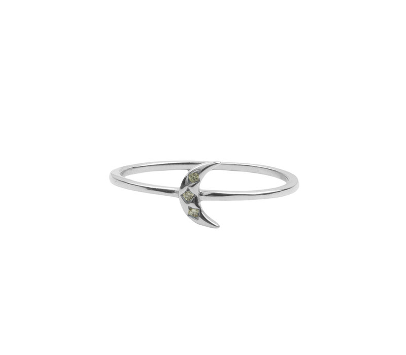 Jolie Ring Sterling Silver Tiny Moon Peridot