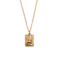 Charm Goldplated Necklace Hummingbird Rectangle