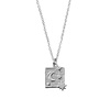 All the Luck in the World Charm Silverplated Necklace Moon Stars Square