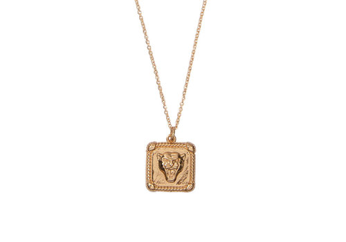 All the Luck in the World Charm Goldplated Necklace Panter Square