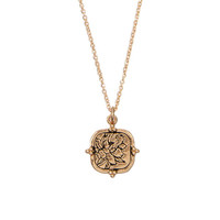 Charm Goldplated Necklace Peony Square