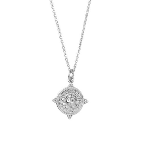 Charm Silverplated Necklace Rose Circle 