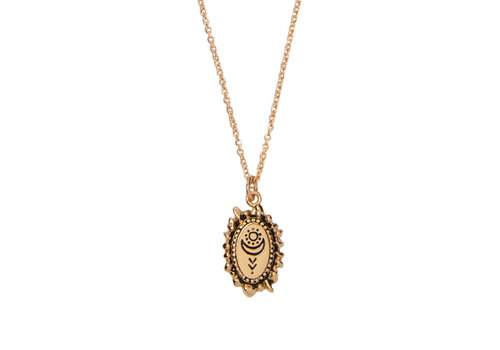 All the Luck in the World Charm Goldplated Ketting Zon Maan Ovaal