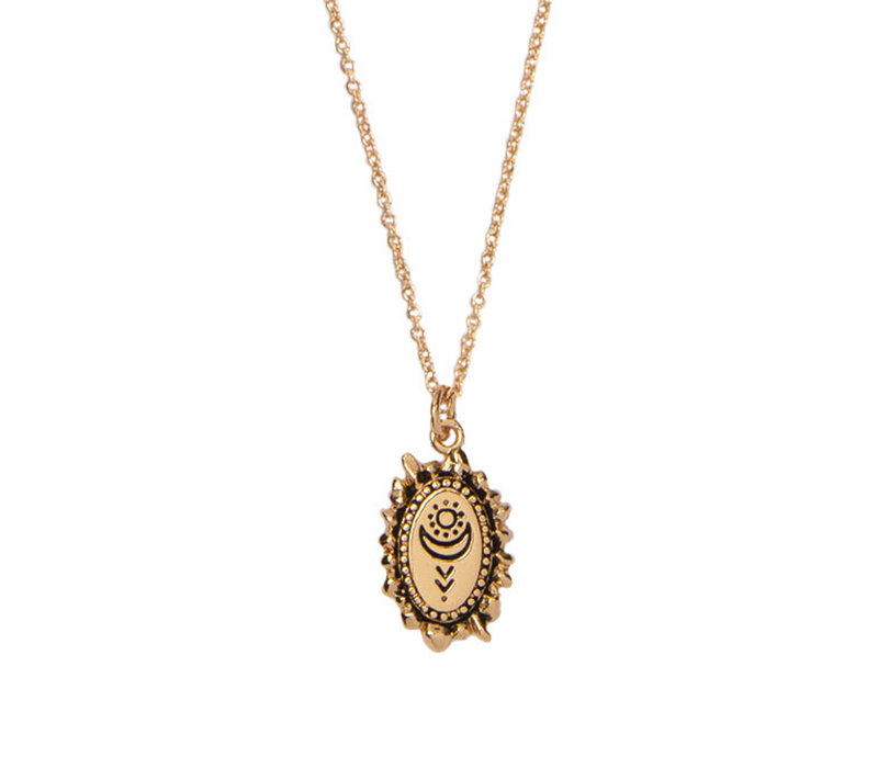 Charm Goldplated Ketting Zon Maan Ovaal