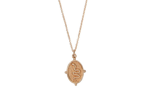 All the Luck in the World Charm Goldplated Necklace Snake Oval