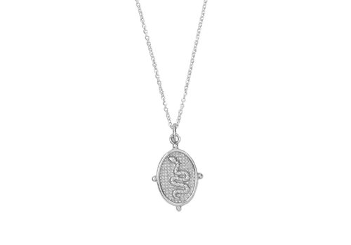 All the Luck in the World Charm Silverplated Necklace Snake Oval