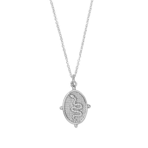 Charm Silverplated Necklace Snake Oval 