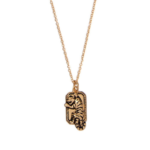 Charm Goldplated Necklace Tiger Rectangle 