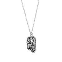 Charm Silverplated Necklace Tiger Rectangle