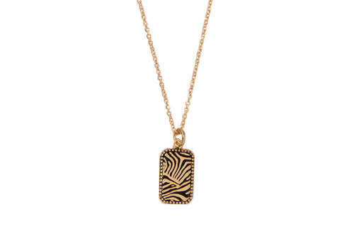 All the Luck in the World Charm Goldplated Necklace Zebra Rectangle