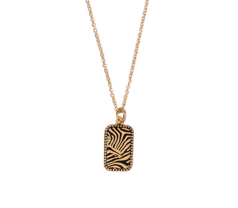 Charm Goldplated Necklace Zebra Rectangle