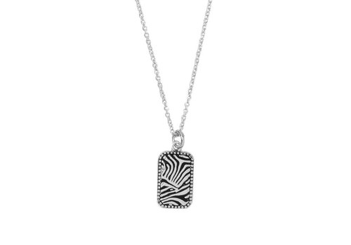 All the Luck in the World Charm Silverplated Necklace Zebra Rectangle