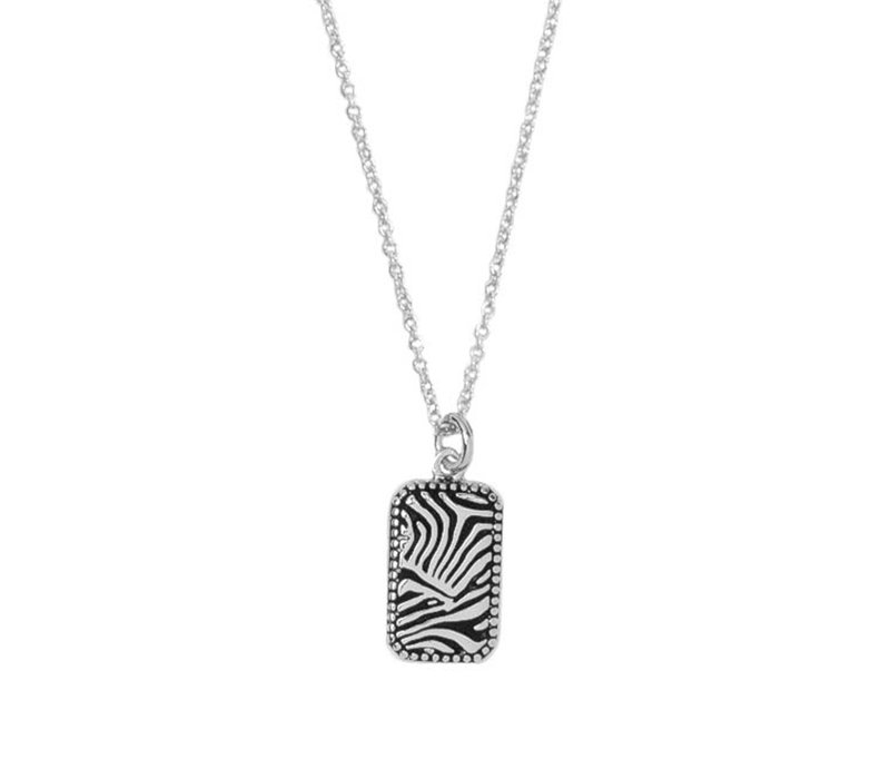 Charm Silverplated Necklace Zebra Rectangle