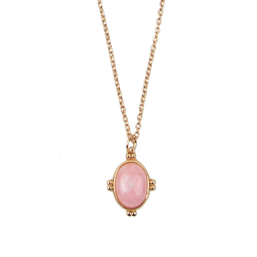 Amour Goldplated Necklace Oval Marble Light Pink 