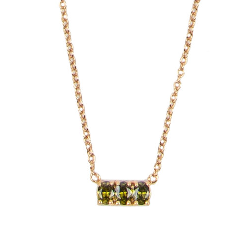 Amour Goldplated Necklace Bar Small Green 