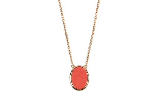 All the Luck in the World Amour Goldplated Necklace Signet Oval Orange