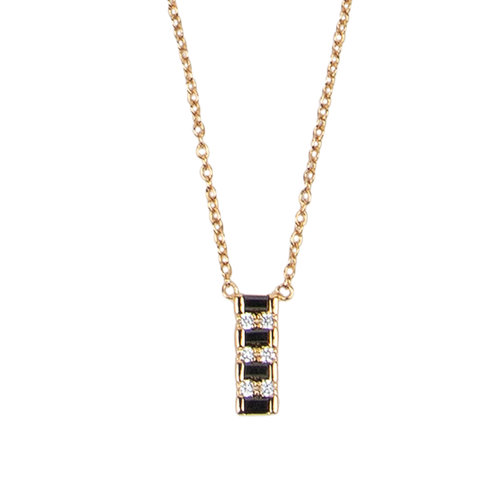 Amour Goldplated Necklace Bar Black Clear 