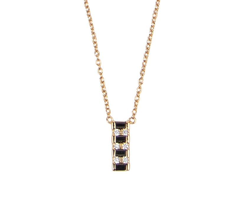 Amour Goldplated Necklace Bar Black Clear