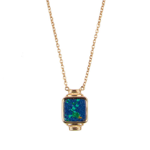 Amour Goldplated Necklace Square Blue 